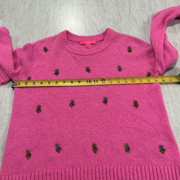 Lily Pulitzer Pink Stilla Sweater Floral Rhinestones Long Sleeve Size XS - Picture 12 of 16